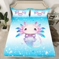 thumbnail image 2 of Manfei 3D Kawaii Axolotl Bed Sheets for Kids, Dreamy Blue Stars Print King Sheets, Dreamy Animal Sheet Set, Microfiber Bedroom Decor, 4pcs, 2 of 7