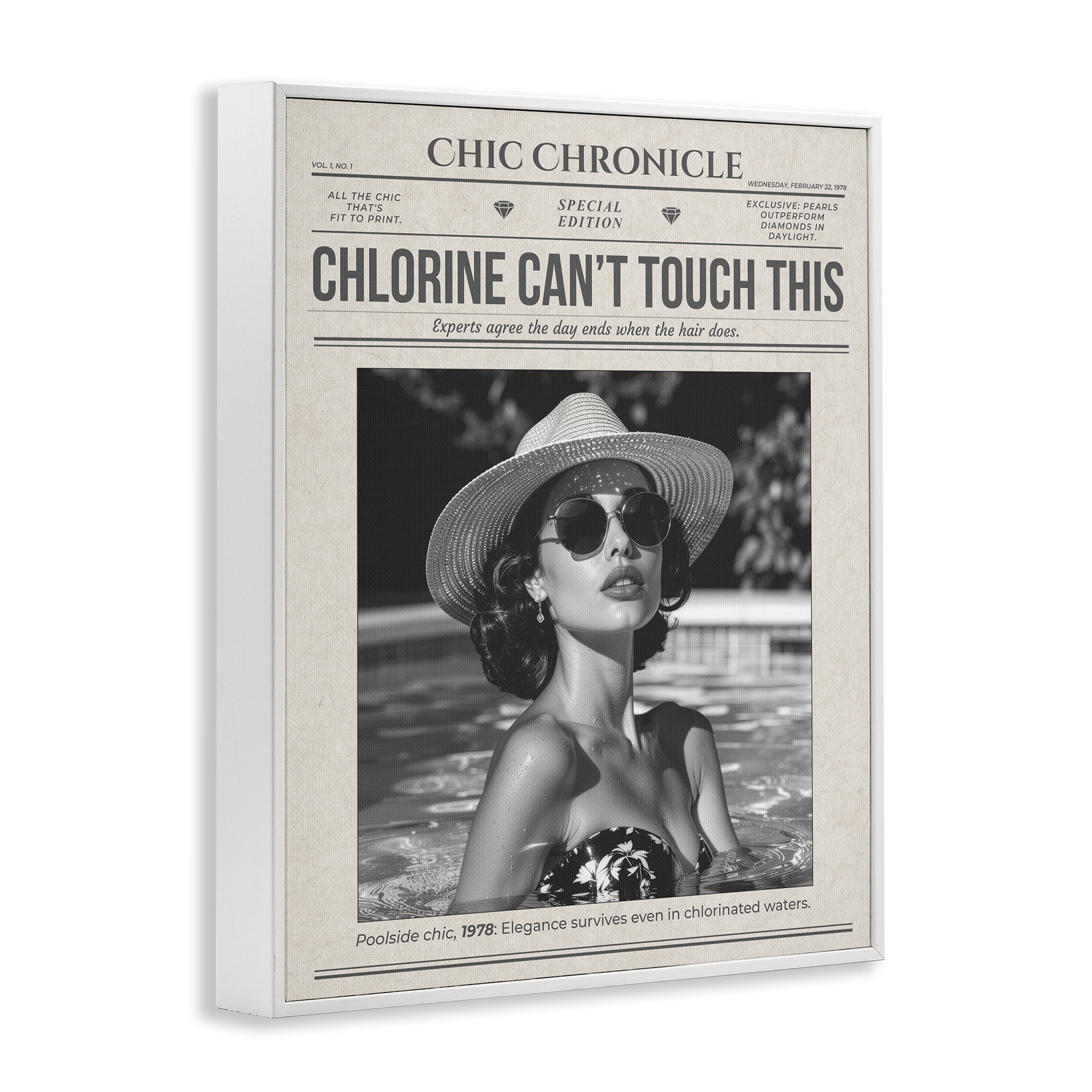 Chic Chronical Vintage Magazine White Framed Giclee Art, design by A Barefoot Stylist