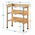 thumbnail image 3 of SONGMY Outdoor Garden Potting Bench Table Wooden Horticulture Planting Worstation w/Metal Tabletop/Storage Shelf/3 Hooks,Natural Wood, 3 of 10