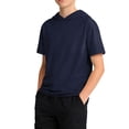 thumbnail image 2 of GiLiling Boys Short Sleeve Hoodie Youth Athletic Workout Pullover Kids Sports Soccer Baseball Lightweight Hooded Shirt (Navy, 14-15 Years), 2 of 9