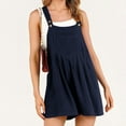 thumbnail image 4 of lulshou Jumpsuits for Women, Women's Sleeveless Solid Overalls Summer Casual Strap Loose Short Bib Jumpsuit Rompers Women's Jumpsuits, Rompers & Overalls, Navy XXL, 4 of 9