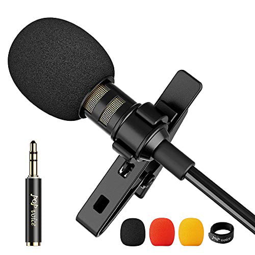 Video Conference YouTube Podcast Omnidirectional Condenser Grade Audio Video Recording Mic for Android/iPhone/PC/Camera for Interview Professional Lavalier Lapel Microphone Complete Set