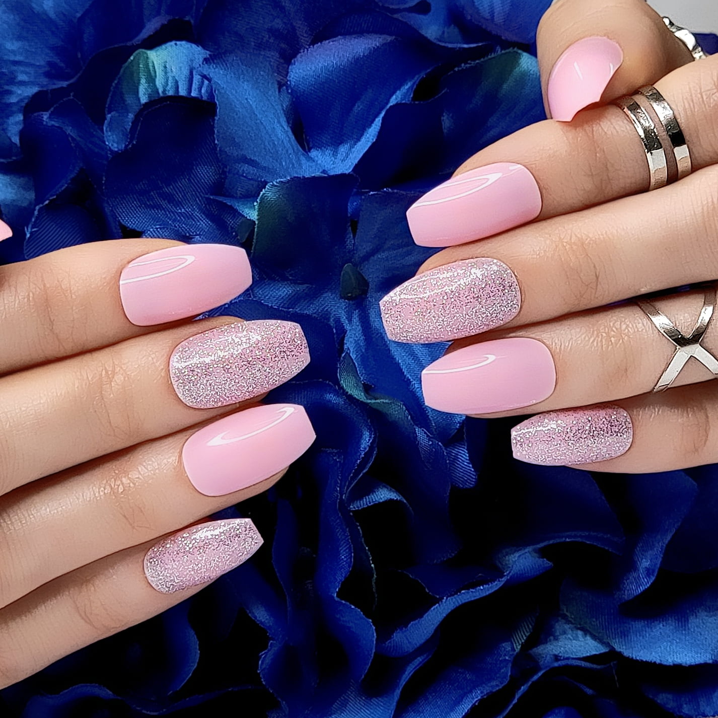 Light Pink Floral Rhinestones : Best Press on Nails in India – The  NailzStation