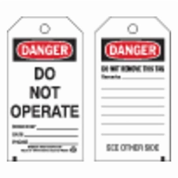 Brady Danger Tag,5-3/4 x 3 In,3/8 In,PK10 86458