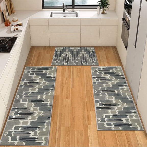 IsecretJoy Washable Kitchen Rugs Sets of 3, Non Slip Kitchen Mats for Floor Waterproof & Stain Resistant Runner Rug for Kitchen, Laundry Room, Hallway