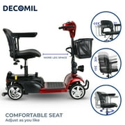 DECOMIL 4 Wheels Folding Motorized Mobility Scooter, Lightweight Electric Scooter with Long Battery Life, Premium Comfort Seat, and LED Lights, for Adults and Seniors, Supports up to 285 lbs