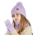 thumbnail image 2 of Eltusu Girls Hats Scarves Gloves Sets, Stretchy Winter 3 Pieces Beanies Scarves Mittens Sets 4-10 T Size Acrylic, 2 of 3