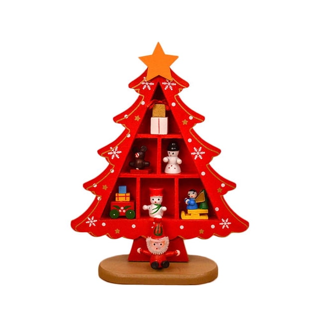 Christmas Decorations Wooden Christmas Tree Creative Scene Layout Ornaments Three-dimensional Red Table Desktop Decoration