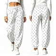 thumbnail image 4 of Edvintorg Joggers for Women Polka Dot Printed Elastic Waisted Wide Leg Sweatpant Fall Casual Workout Pant with Pocket Plus Size Women's Clothing White S-3XL, 4 of 8