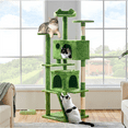 thumbnail image 2 of Alden Design 70'' Height Multilevel Cat Tree with 2 Condos for Kittens/Small Cats, Green, 2 of 7