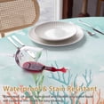 thumbnail image 4 of Summer Beach Round Tablecloth 60 inches Green Ocean Colorful Coral Shell Seaweed Starfish Sandy Waterproof Oil-Proof Table Cloth Round Table Cover for Holiday Party Picnic Dinner Decor Indoor Outdoor, 4 of 9