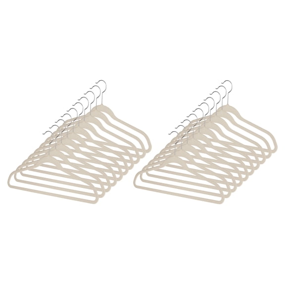 Whitmor Velvet Spacemaker Suit Plastic and Fabric Clothing Hangers, 20 Pack, Beige, Adult