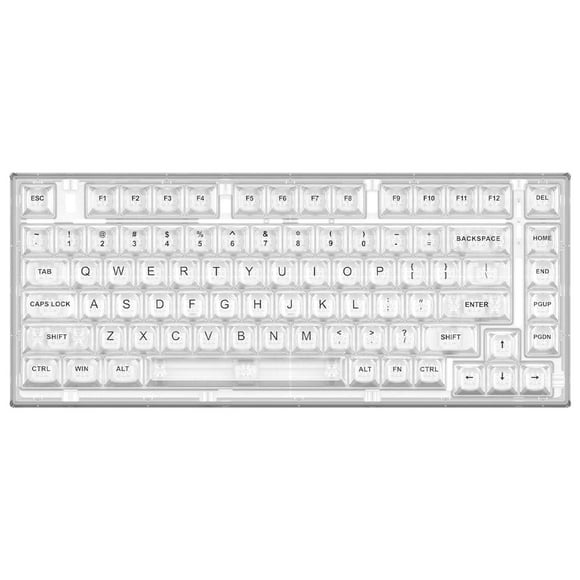 YUNZII X75 82 Key Hot Swappable Mechanical Keyboard with Transparent Keycaps, 75% Layout Gasket Mount RGB Backlit for Windows/Mac (Kailh Jellyfish Switch, Wired-White)