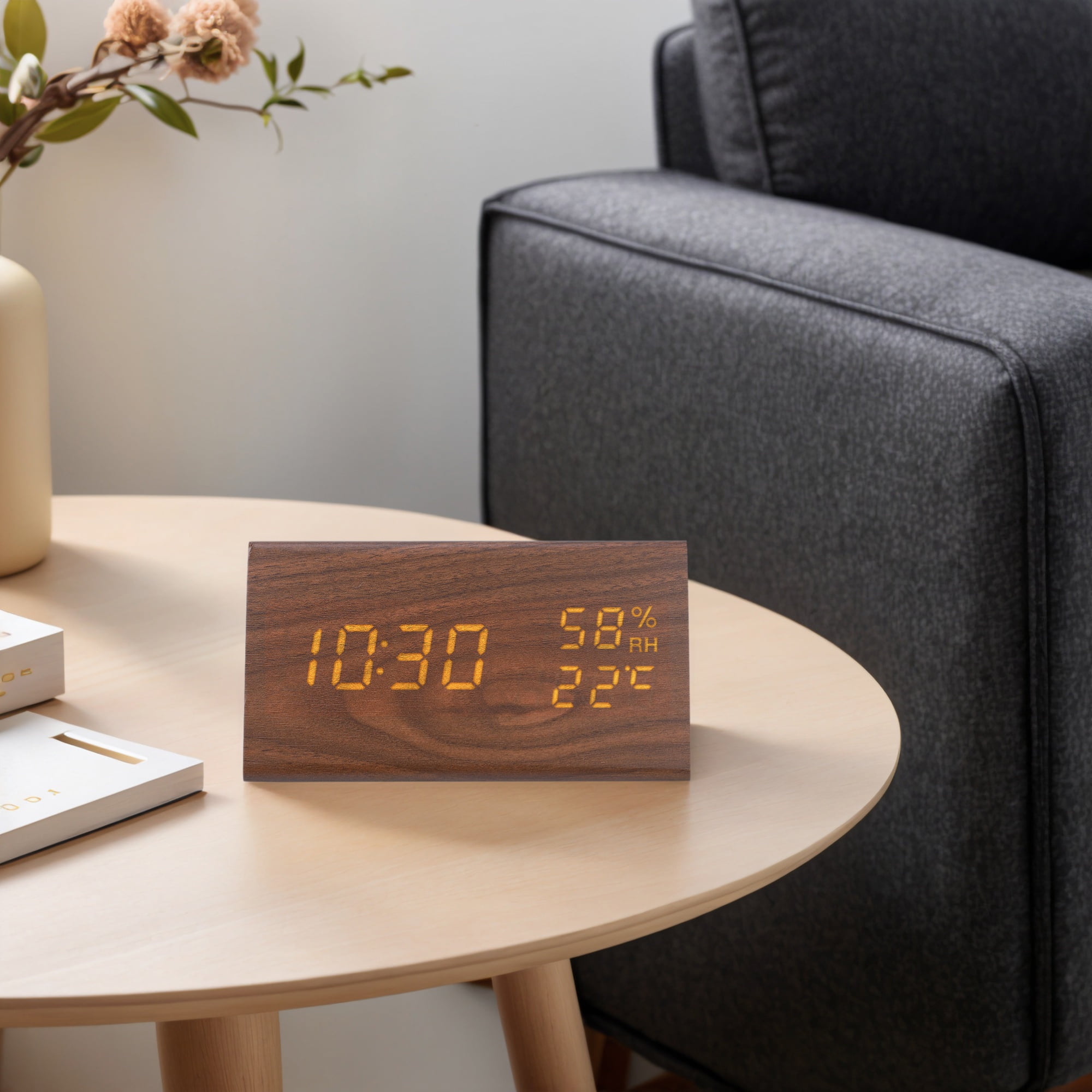 Unique Bargains Triangular Electric Alarm Clock Brown 5.9"L x 3.1"W x 3.1"H