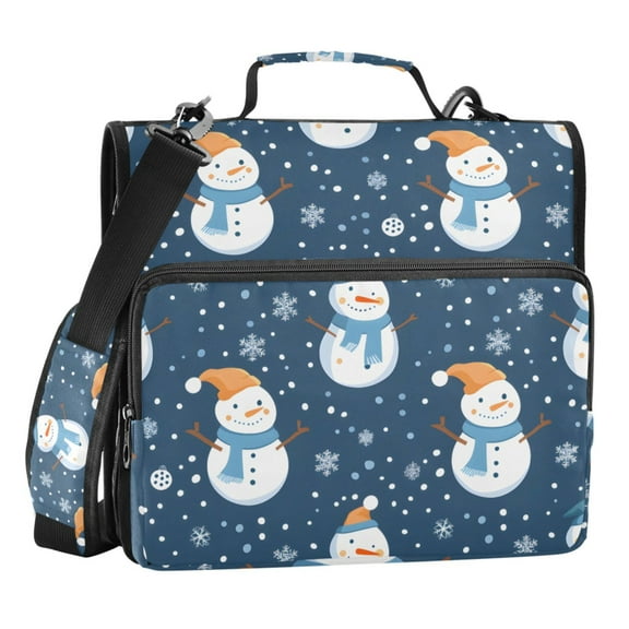 ALAZA Zipper Binder Christmas Snowman Snowflakes 3 Ring Trapper Keeper File Folder Organizer Bag