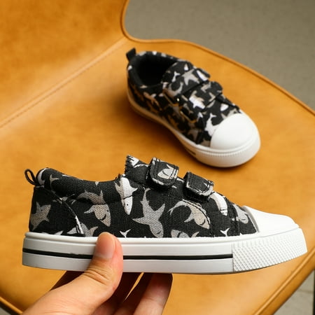 

Kushyshoo Kids Canvas Shoes Black Shark Toddler Boys Sneakers 11M