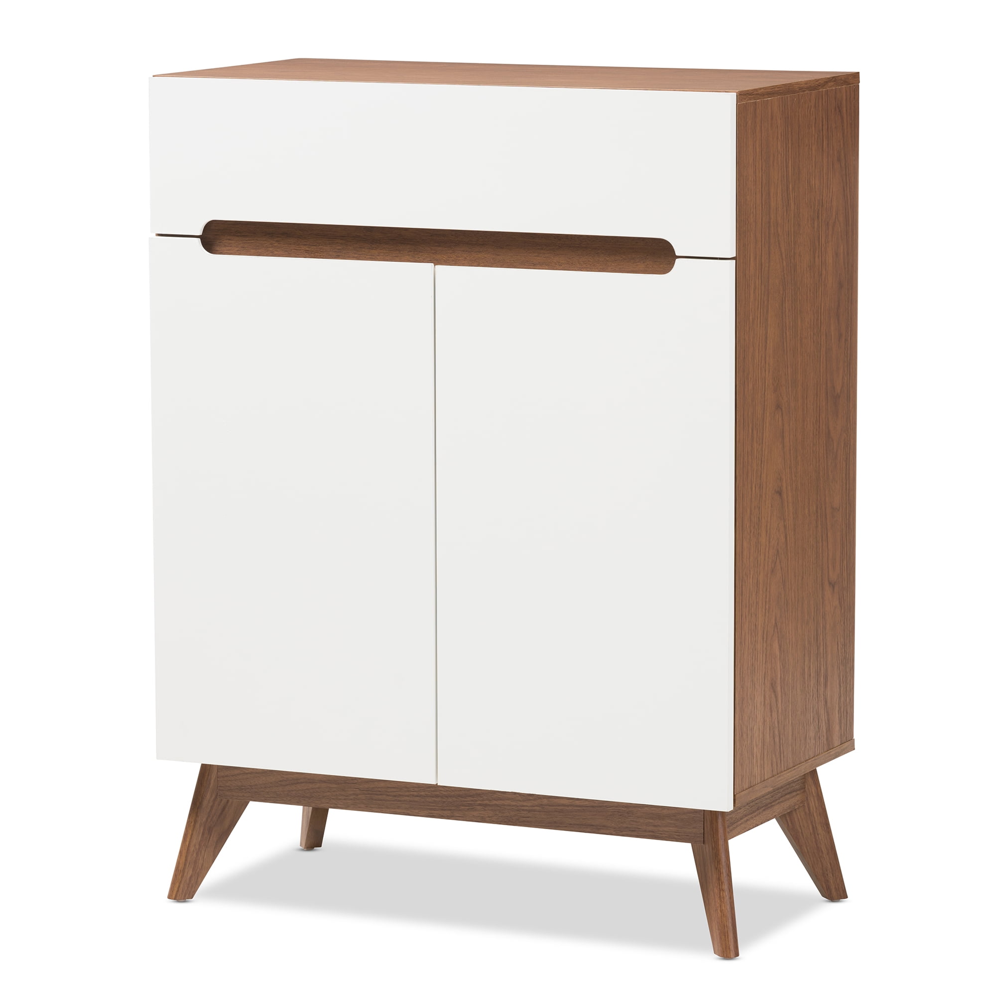Baxton Studio Calypso MidCentury Modern White and Walnut Wood Storage