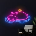thumbnail image 3 of Handmadetneonsign Hippo Neon Sign, Hippopotamus Led Sign, Hippo And Bird Led Sign, Hippopotamus, 3 of 5