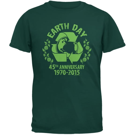 Earth Day - 45th Anniversary Forest Green Adult T-Shirt - Large