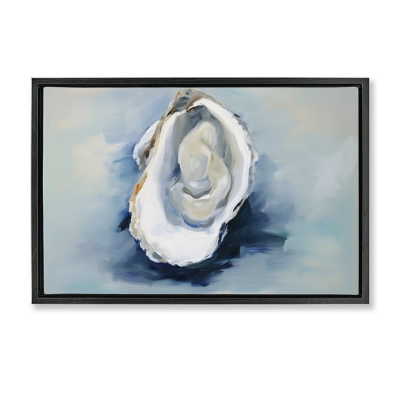 Stupell Industries Traditional Oyster View Nautical & Beach Painting Black Floater Framed Canvas Art Print Wall Art, 25 x 17