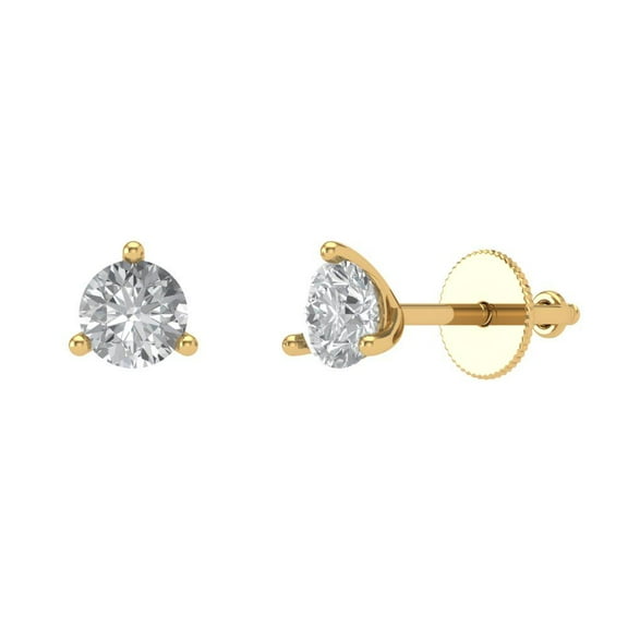 Clara Pucci 1Ct Synthetic Moissanite Round Cut VVS1 Screw Back Stud 18k Solid hypoallergenic Gold Designer Earrings For April