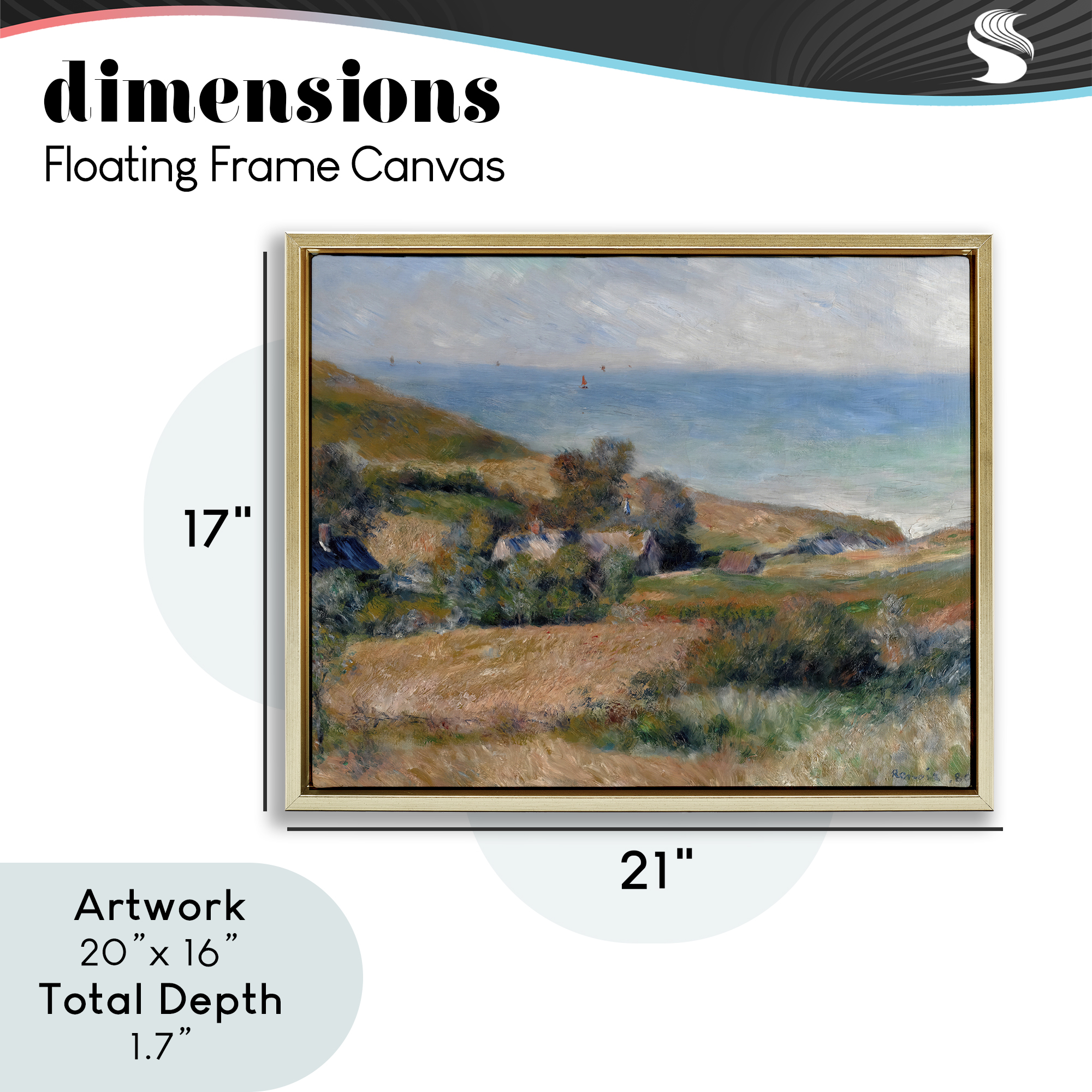 View Of The Seacoast Renoir Gold Framed Floater Canvas Wall Art, design by Pierre-Auguste Renoir
