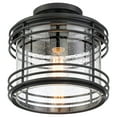 thumbnail image 5 of Possini Euro Design Modern Semi Flush Mount Outdoor Ceiling Light Fixture Black Geometric 11" Clear Seedy Glass for Exterior House Porch Patio Deck, 5 of 7