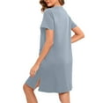 thumbnail image 4 of snilers Womens Robes Zipper Front Short Sleeve Knee Length Sleepwear Loose Fit Loungewear Baggy Housecoat with Pockets, 4 of 4