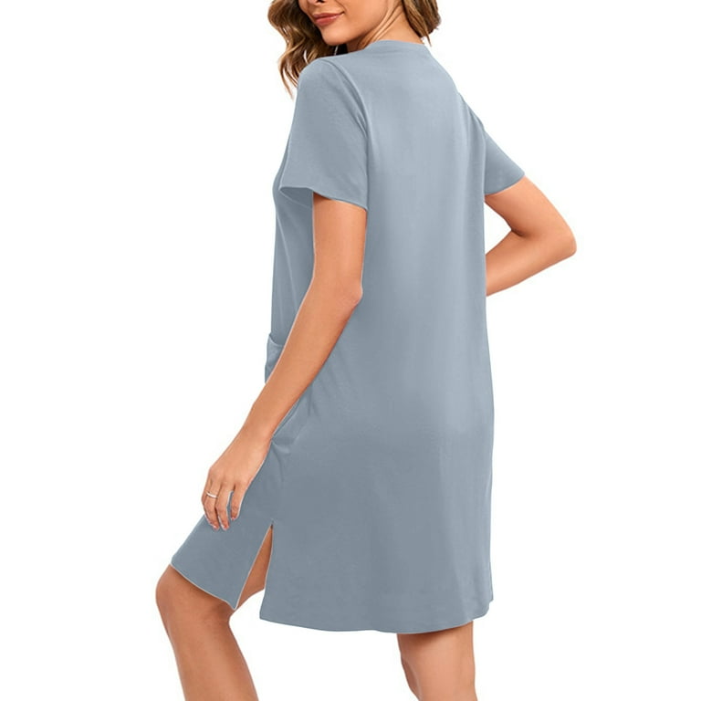 knee length dresses for ladies Richie House Women Zipper Robe Loungewear Short Sleeve Sleepwear Pocke –  Richie House USA main image 0