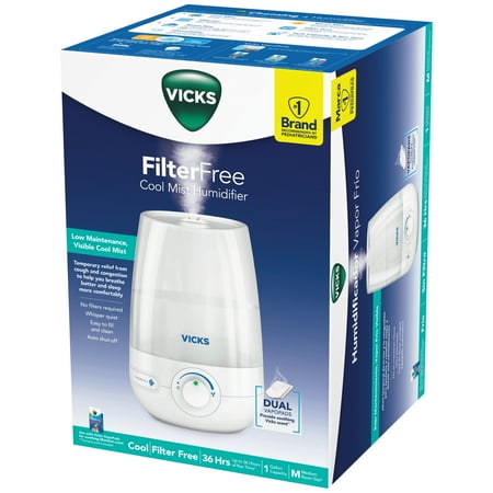 Vicks 1 Gallon Filter Free Cool Mist Humidifier, 400 Sq ft, White, VUL545