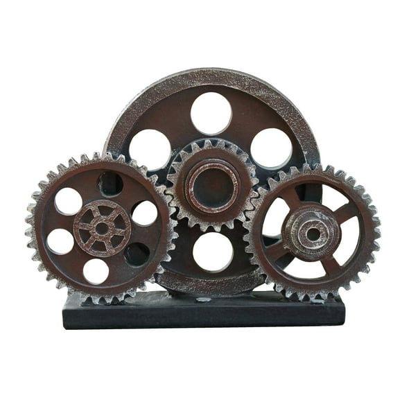 Rmdusk Industrial Steampunk Gear Train Figurita Rueda dentada Estatua Modelo de Resina Home Bar D?Cor Adorno 7.7"H Cobre