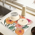 thumbnail image 2 of Yayeee Dish Drying Mat for Kitchen Counter 18" x 24" Microfiber Super Absorbent Coffee Decorative Pad, Hand Drawn Floral, 2 of 8