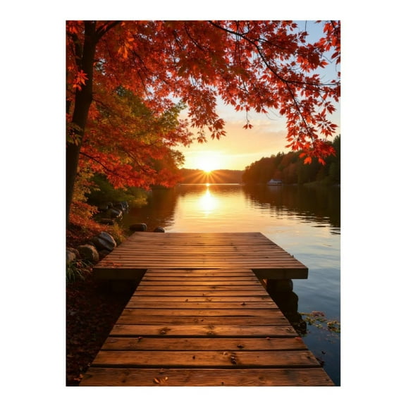 Diamond Art Kits for Adults - 5d Autumn Lake Sunset Wooden Dock Diamond Painting for Adults, Diamond Art for Adults Beginners, Diamond Painting Kits for Adults for Home Wall Decor