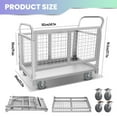 thumbnail image 4 of Platform Truck Cart with Cage, 40.1" L X 23.2" W X 19.6" H, 2200 LBS Load Capacity, Hand Truck with 4 Durable Universal Wheels, Alloy Steel Push Cart for Moving, Kitchen, Backyard, Farm, 4 of 7