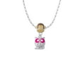 thumbnail image 2 of Delight Jewelry Silvertone Owl with Hot Pink & Clear Crystal Eyes Mia Monkey Charm Necklace, 2 of 4