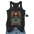 thumbnail image 2 of Plus Size Summer Clothes for Women Vintage Graphic Racerback Tank Tops Floral Graphic Sleeveless Summer Basic Casual Loose Muscle Vest Boyfriend Tee Shirts for Women Running Base Black S, 2 of 3