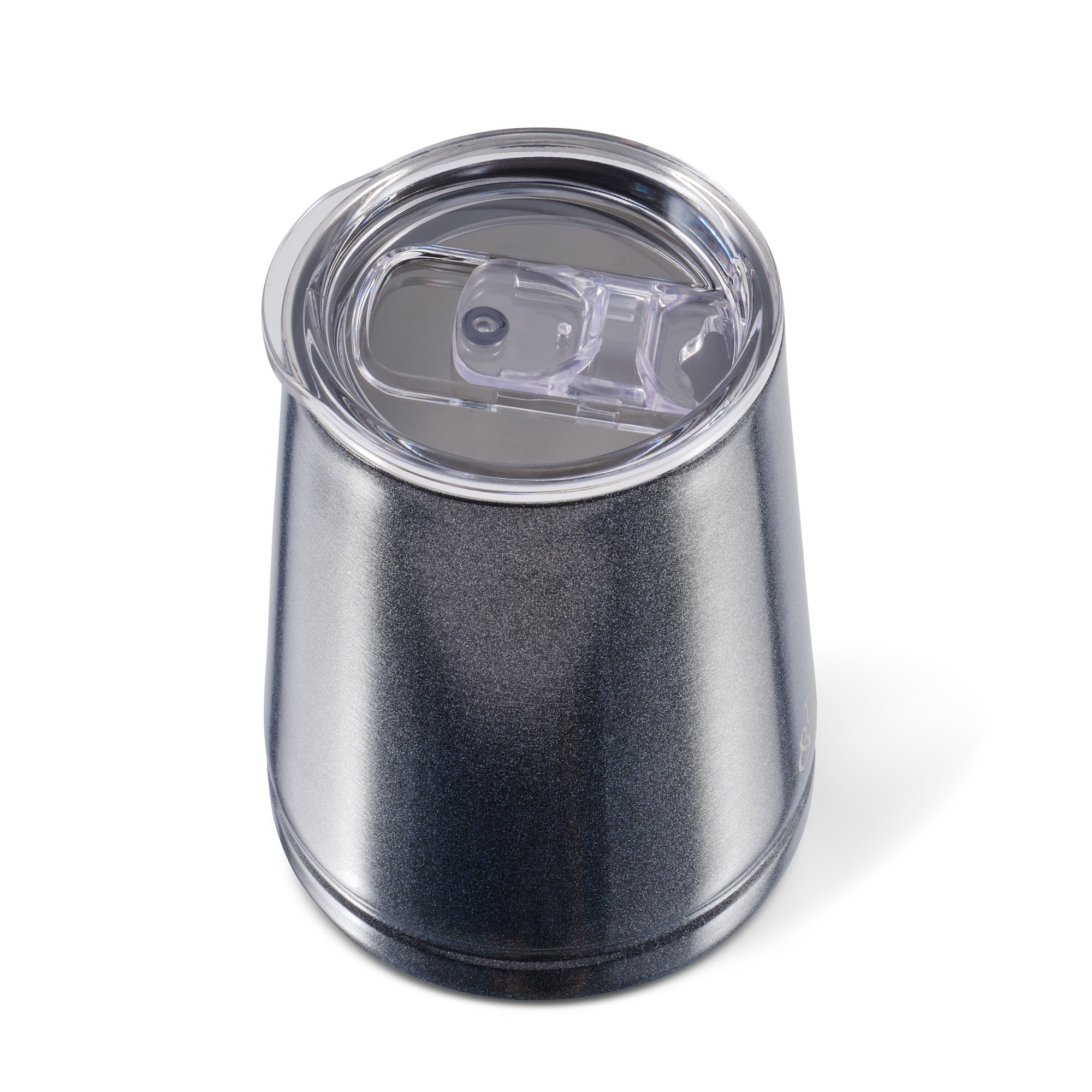 Thyme & Table 12 oz Stainless Steel Wine Tumbler with Push Lid, Black