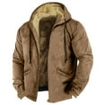 thumbnail image 1 of Susanny Mens Leather Jacket for Winter Zip Up Hooded Western Pockets Sherpa Fleece Lined Denim Jacket Flannel Distressed Biker Drawstring Oversized Aztec Outwear Coat Brown 5XL, 1 of 3