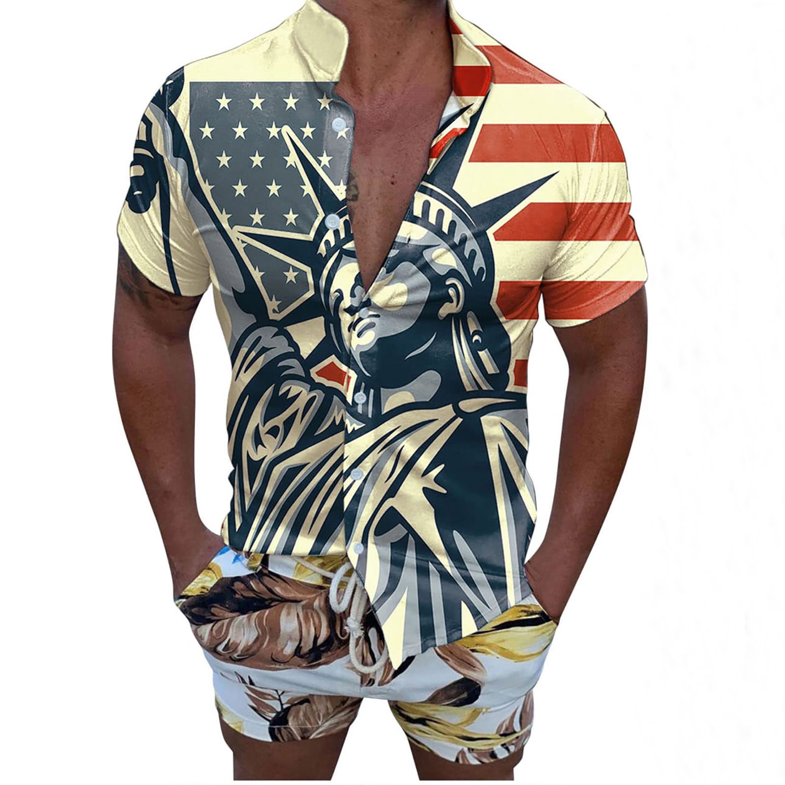 Men's USA Patriotic Hawaiian Shirt 