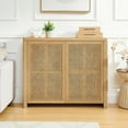 thumbnail image 3 of LKTART Small Sideboard Buffet Cabinet Kitchen Storage Cabinet with 2 Rattan Doors,Boho Wooden Console Table for Living Room,Entryway(39.4" Natural), 3 of 10