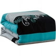 thumbnail image 6 of Chezmoi Collection 7-Piece Luxury Floral Leaves Embroidery Comforter Set, Queen, Teal Blue/Gray/Black, 6 of 9