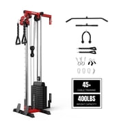 Mikolo Wall Mounted Cable Crossover Machine, 118LBS Weight Stack Lat Pulldown Machine, Dual Pulley System with 19 Adjustable Positions, Home Gym Pulley Tower for Full Body Strength Training