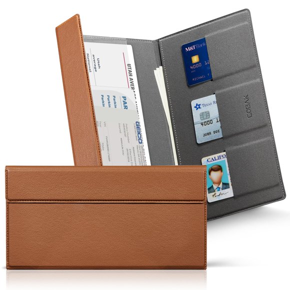 Funda para matrícula y seguro de automóvil CoBak Leather Brown