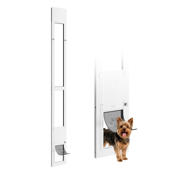 VEVOR Dog Door for Sliding Glass Door, 75 7/8" to 80 11/16" Adjustable Height, Aluminum Alloy Frame with Flap and Rotating Hinge, Lock Design, for Small-Sized Dogs,Sliding Glass Pet Doors for Renters