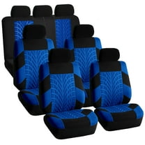FH Group Travel Master 3 Row Seat Covers Set for 7 Seaters Van SUV Full 3 Row Seat Covers Blue Black
