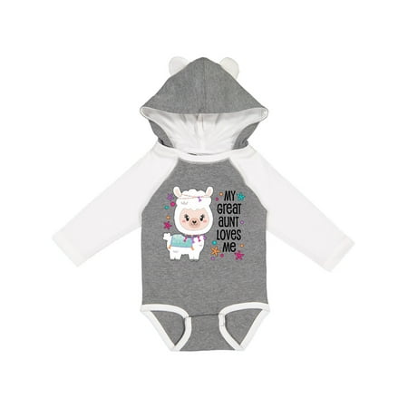 

Inktastic My Great Aunt Loves Me- cute and happy llama Gift Baby Boy or Baby Girl Long Sleeve Bodysuit