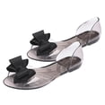 thumbnail image 4 of Zapatos planos de gelatina Sandalias de boca de pescado de moda Sandalias de bowknot Zapatos de playa creativos de verano para mujeres (negro 37 yardas 6.5US, 4UK, 37.5EU, 9.2355 pulgadas), 4 of 5