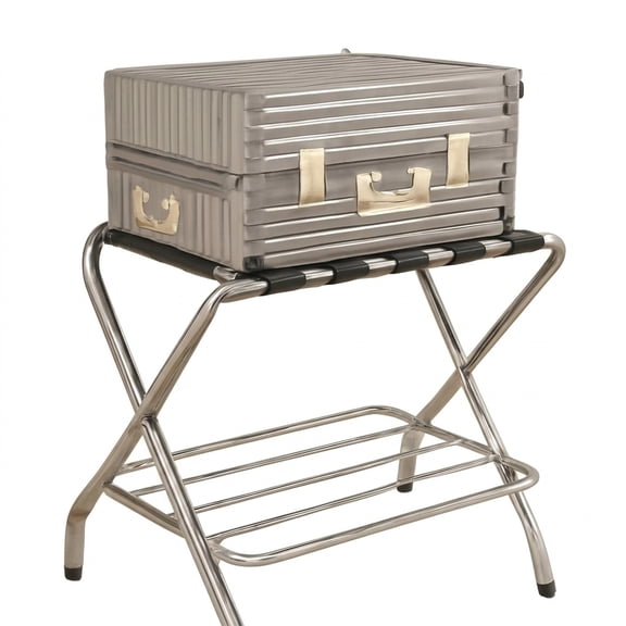 USTECH - Foldable Metal Luggage Rack with Extra Shelf, Heavy Duty Suitcase Stand for Guest Room, Bedroom, Hotel or Travel