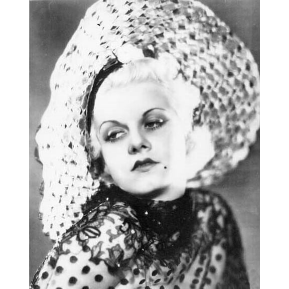 Jean Harlow glamorous studio portrait in big hat 5x7 photo