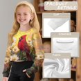 thumbnail image 2 of Xoenoiee Cardinal Daisy Print Girls Sweatshirt Trendy Winter Cropped Long Sleeve Shirt Round Neck Pullover Youth Girl Outwear Coat, 5-6 Years, 2 of 7